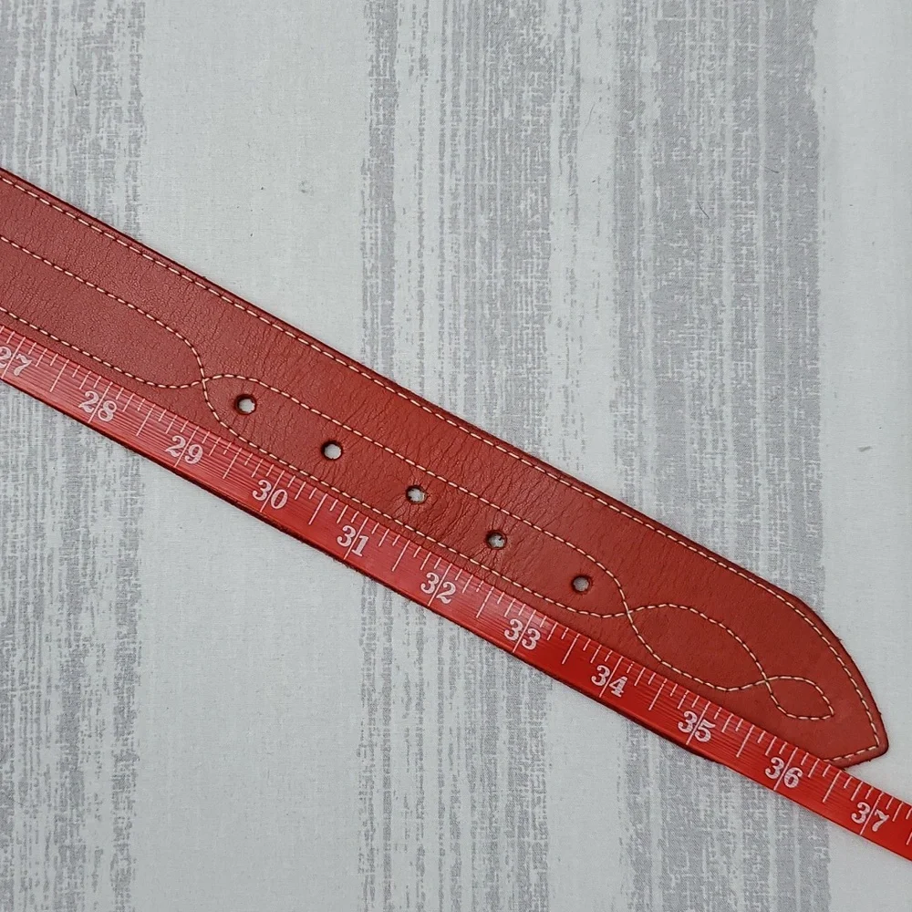 Charter Club Belt Genuine English Saddle Hide Leather in Red - Picture 10 of 13